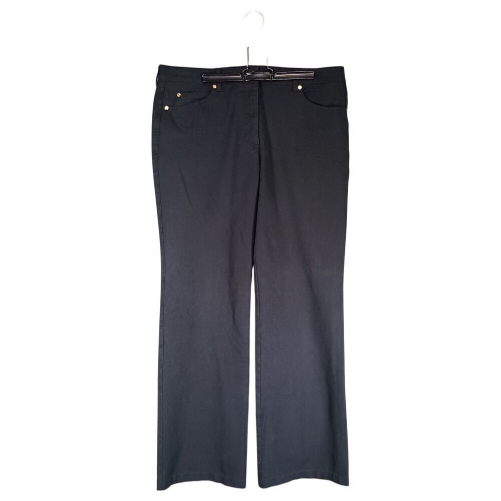 Escada Pants 12 Womens Black Dress Trousers Regular Cotton Blend Comfort Solid